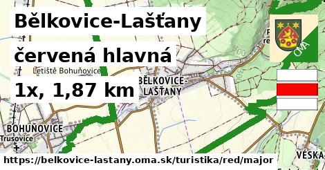 Bělkovice-Lašťany Turistické trasy červená hlavná