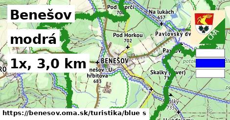 Benešov Turistické trasy modrá 