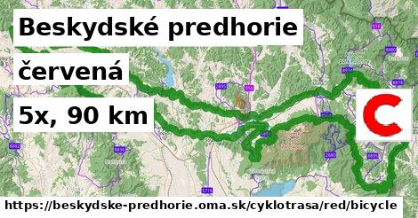 Beskydské predhorie Cyklotrasy červená bicycle