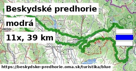 Beskydské predhorie Turistické trasy modrá 