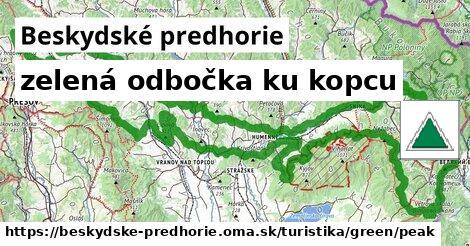 Beskydské predhorie Turistické trasy zelená odbočka ku kopcu