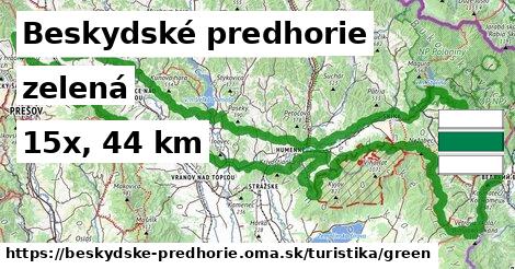 Beskydské predhorie Turistické trasy zelená 