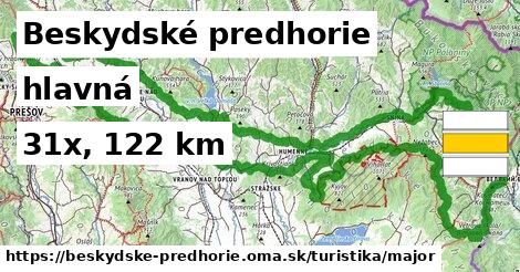 Beskydské predhorie Turistické trasy hlavná 