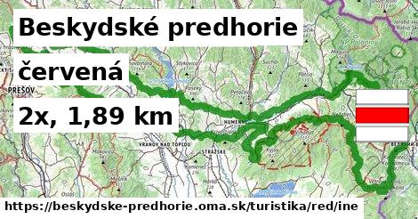 Beskydské predhorie Turistické trasy červená iná