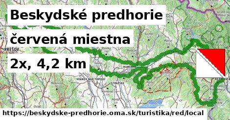Beskydské predhorie Turistické trasy červená miestna
