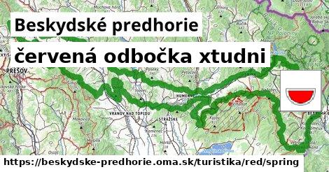 Beskydské predhorie Turistické trasy červená odbočka xtudni