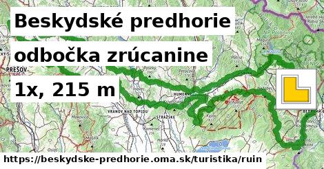 Beskydské predhorie Turistické trasy odbočka zrúcanine 