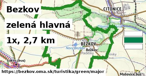Bezkov Turistické trasy zelená hlavná