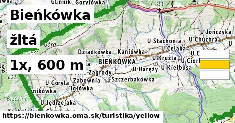 Bieńkówka Turistické trasy žltá 