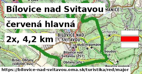 Bílovice nad Svitavou Turistické trasy červená hlavná