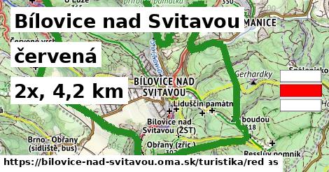 Bílovice nad Svitavou Turistické trasy červená 