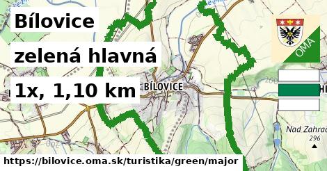 Bílovice Turistické trasy zelená hlavná