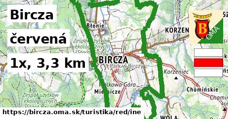 Bircza Turistické trasy červená iná