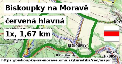 Biskoupky na Moravě Turistické trasy červená hlavná