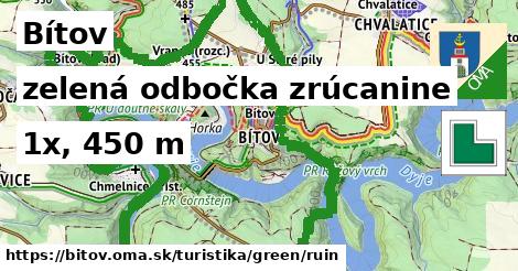 Bítov Turistické trasy zelená odbočka zrúcanine