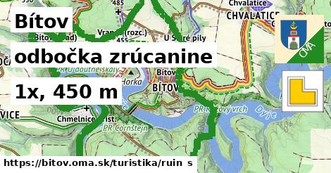 Bítov Turistické trasy odbočka zrúcanine 