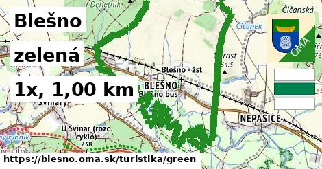 Blešno Turistické trasy zelená 