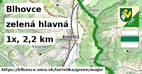 Blhovce Turistické trasy zelená hlavná