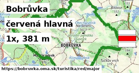 Bobrůvka Turistické trasy červená hlavná