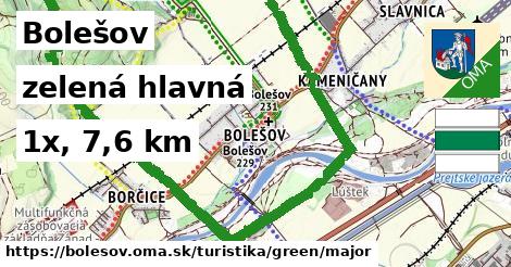 Bolešov Turistické trasy zelená hlavná