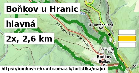 Boňkov u Hranic Turistické trasy hlavná 