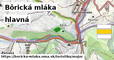 Bôrická mláka Turistické trasy hlavná 