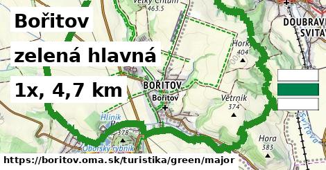 Bořitov Turistické trasy zelená hlavná