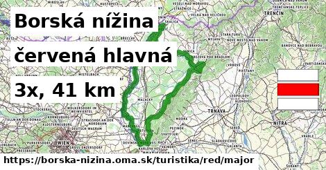 Borská nížina Turistické trasy červená hlavná