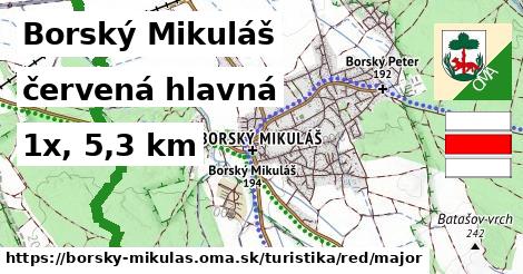 Borský Mikuláš Turistické trasy červená hlavná