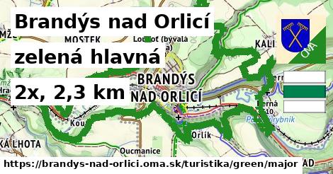 Brandýs nad Orlicí Turistické trasy zelená hlavná