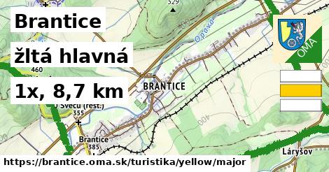 Brantice Turistické trasy žltá hlavná