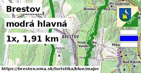 Brestov Turistické trasy modrá hlavná