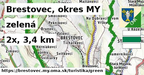 Brestovec, okres MY Turistické trasy zelená 