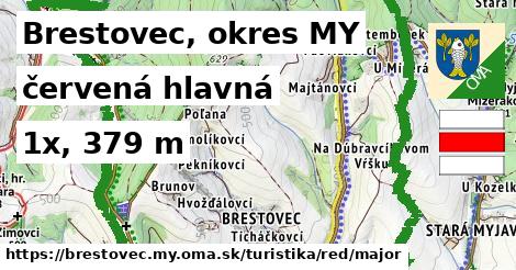 Brestovec, okres MY Turistické trasy červená hlavná