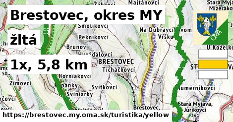 Brestovec, okres MY Turistické trasy žltá 