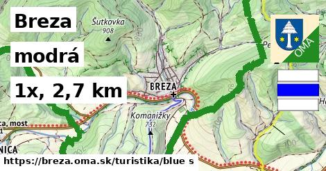 Breza Turistické trasy modrá 