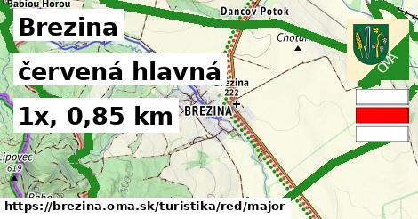 Brezina Turistické trasy červená hlavná