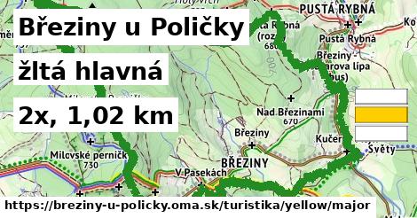 Březiny u Poličky Turistické trasy žltá hlavná