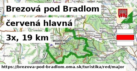 Brezová pod Bradlom Turistické trasy červená hlavná