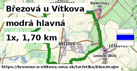 Březová u Vítkova Turistické trasy modrá hlavná