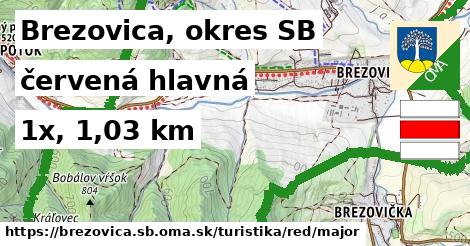 Brezovica, okres SB Turistické trasy červená hlavná