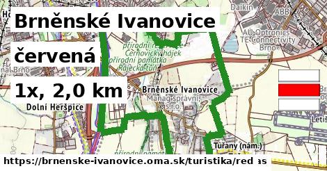 Brněnské Ivanovice Turistické trasy červená 