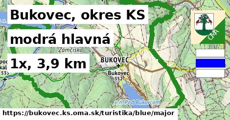 Bukovec, okres KS Turistické trasy modrá hlavná