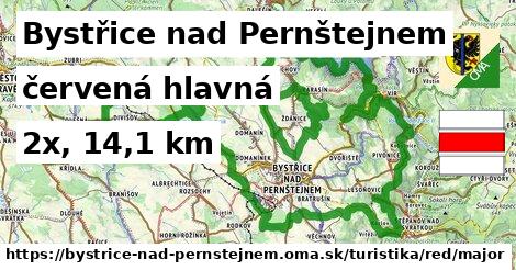 Bystřice nad Pernštejnem Turistické trasy červená hlavná