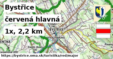 Bystřice Turistické trasy červená hlavná