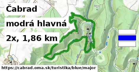 Čabrad Turistické trasy modrá hlavná