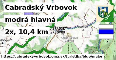 Čabradský Vrbovok Turistické trasy modrá hlavná