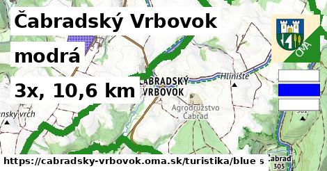 Čabradský Vrbovok Turistické trasy modrá 