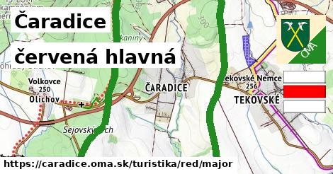 Čaradice Turistické trasy červená hlavná