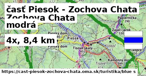 časť Piesok - Zochova Chata Turistické trasy modrá 